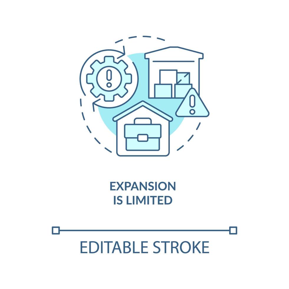 begränsad expansion turkos begrepp ikon. tillväxt problem. Hem företag utmaning abstrakt aning tunn linje illustration. isolerat översikt teckning. redigerbar stroke vektor