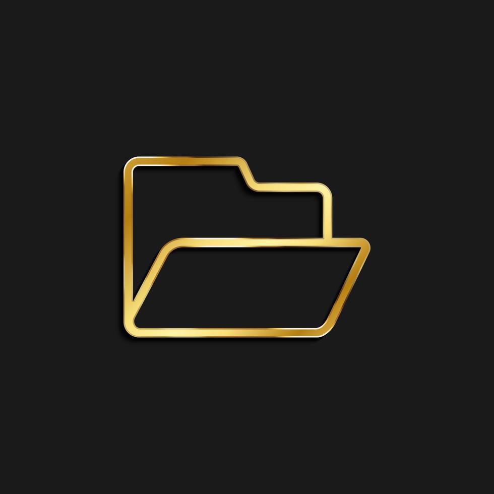 mapp öppen guld ikon. vektor illustration av gyllene ikon på mörk bakgrund
