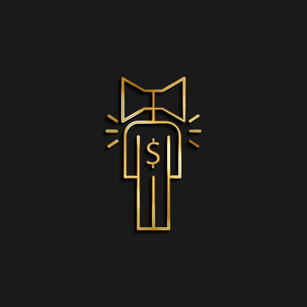 provision, marknadsföring guld ikon. vektor illustration av gyllene ikon på mörk bakgrund