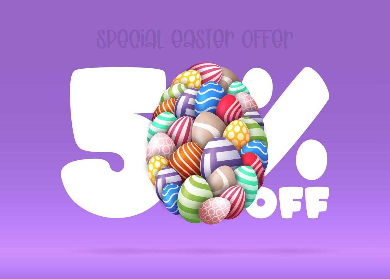 50 Prozent Rabatt auf Verkauf Ostern Banner vektor