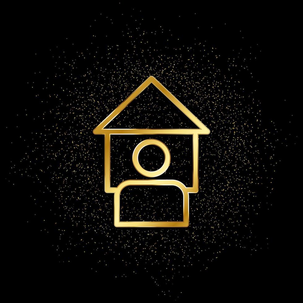 Haus, Manager, Eigentum Gold Symbol. Vektor Illustration von golden Partikel Hintergrund. echt Nachlass Konzept Vektor Illustration .