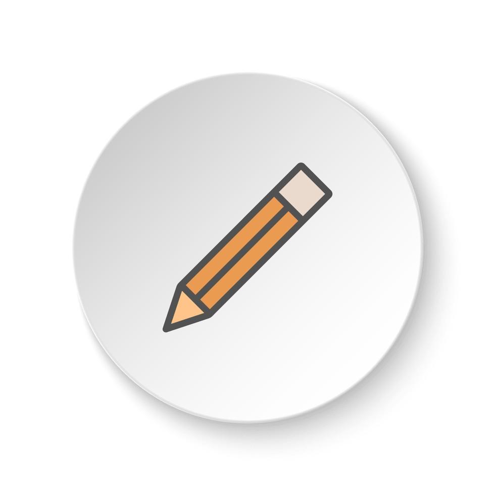 runda knapp för webb ikon, penna. knapp baner runda, bricka gränssnitt för Ansökan illustration på vit bakgrund vektor