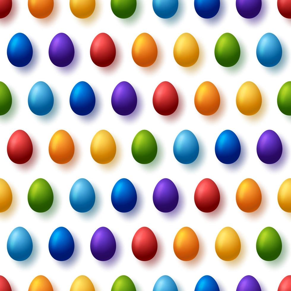 nahtloses Muster der Regenbogen-Ostereier. bunte Eier des glücklichen Ostersymbolsammlungsvektors. Geschenk stilisierte verschiedene farbige Eier, traditionelle Feiertagsillustration vektor