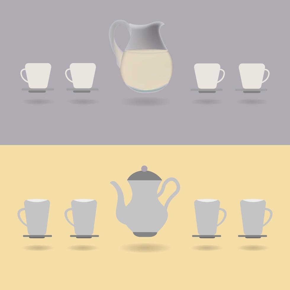 Milchtopf mit Tassen Set Illustration vektor