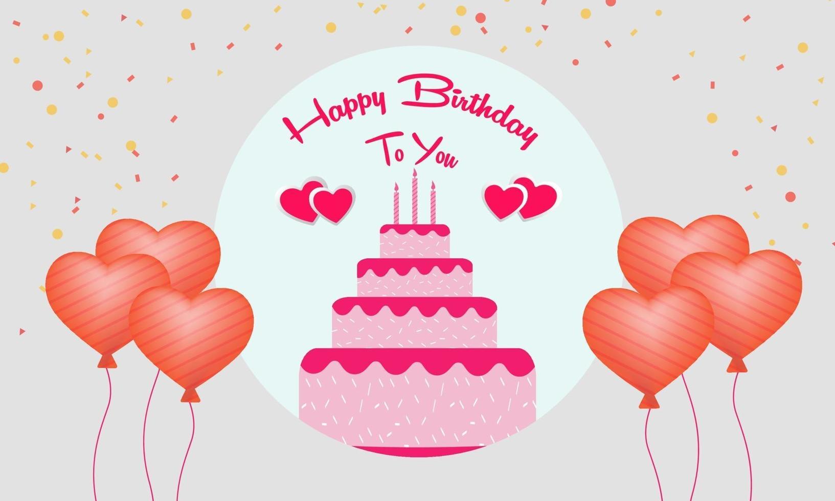 Grattis på födelsedagen till dig med tårta och hjärtan vektor