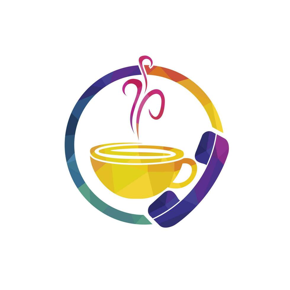 Kaffee-Call-Vektor-Logo-Design. Mobilteil und Cup-Symbol. vektor