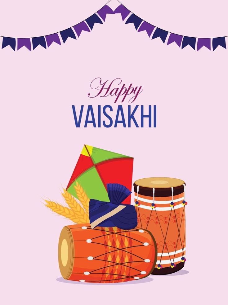 glückliches Vaisakhi-Feierplakat oder Flyer-Designkonzept vektor