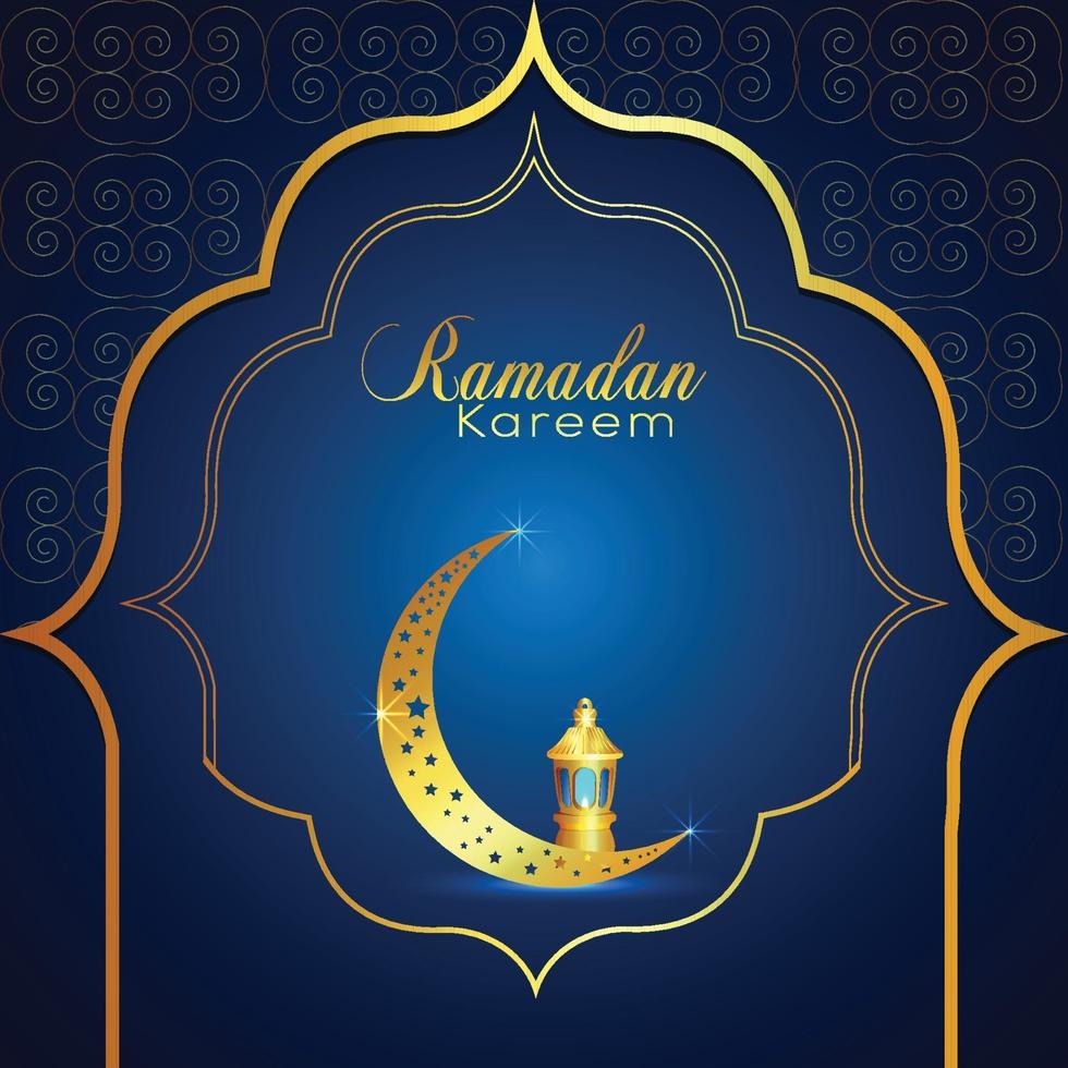 Islamischer Hintergrund des Ramadan Kareem mit goldenem Mond und Laterne vektor