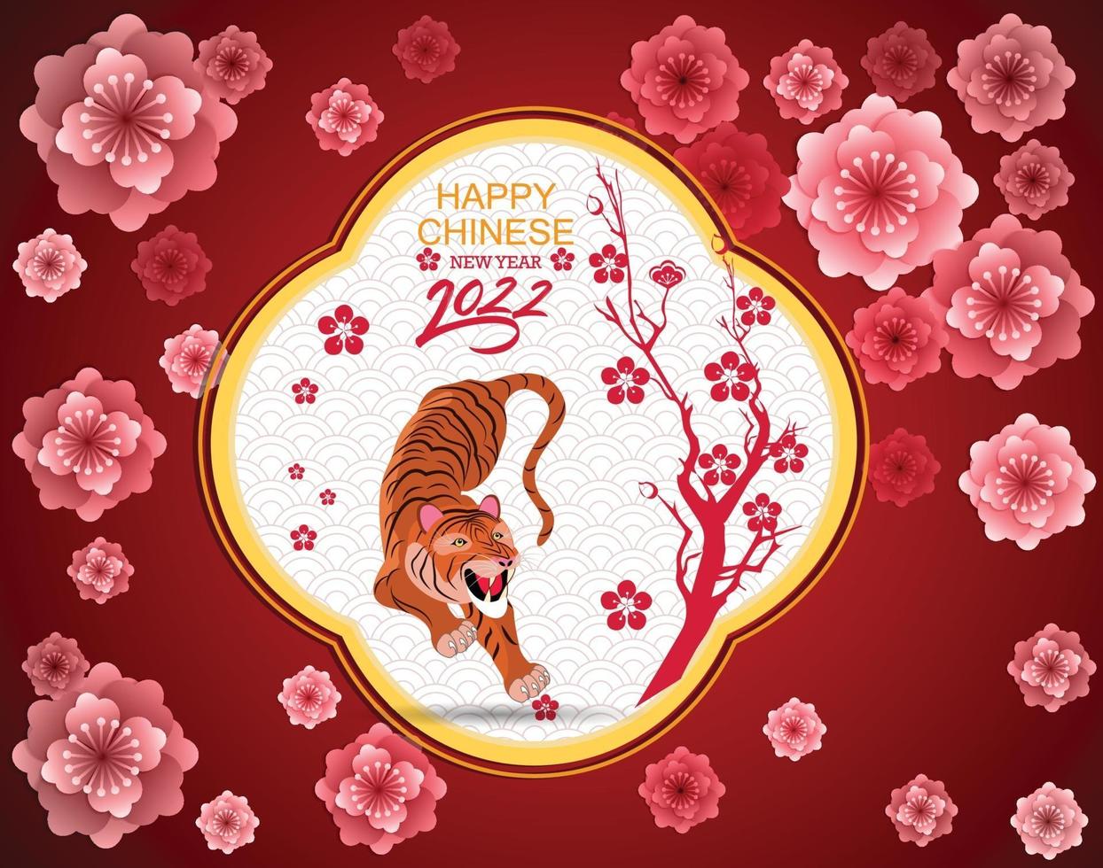 frohes chinesisches neues jahr 2022 - jahr des tigers. Mond Neujahr Banner Design-Vorlage. vektor