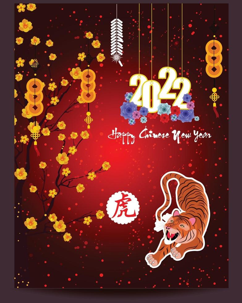 frohes chinesisches neues jahr 2022 - jahr des tigers. Mond Neujahr Banner Design-Vorlage. vektor