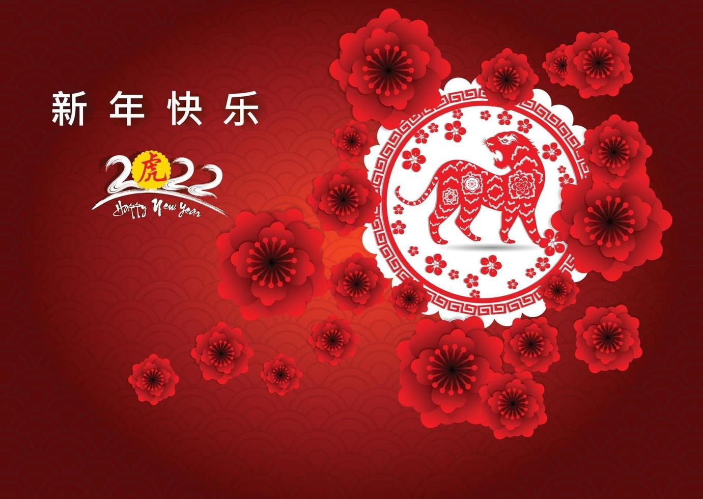 frohes chinesisches neues jahr 2022 - jahr des tigers. Mond Neujahr Banner Design-Vorlage. vektor