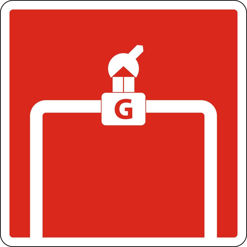 gas stänga av ventil tecken på röd bakgrund vektor