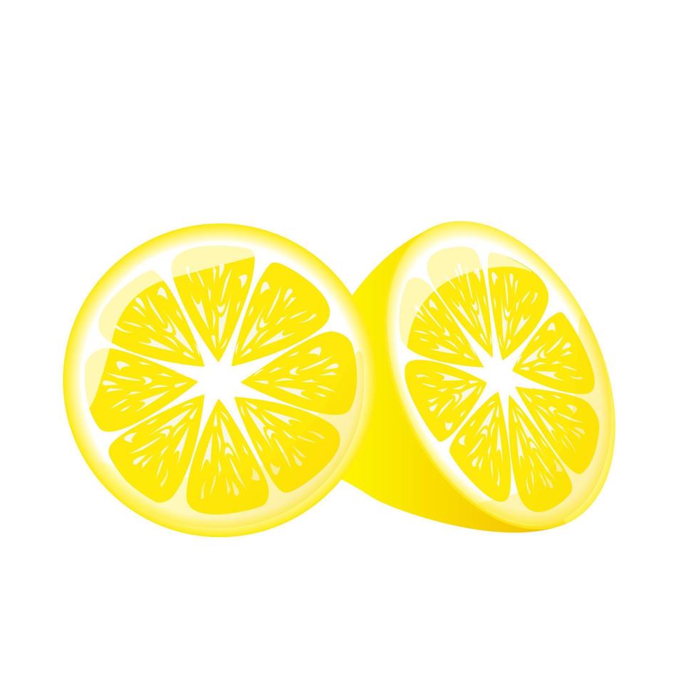 citron- skivad och citron- hälften.för affischer, logotyper, etiketter, banderoller, klistermärken, produkt förpackning design, etc. vektor illustration