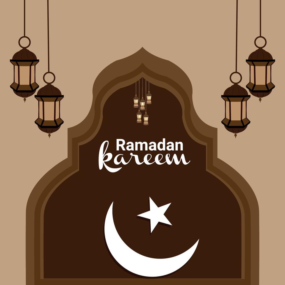 flaches Designkonzept von Ramadan Kareem mit Laterne vektor