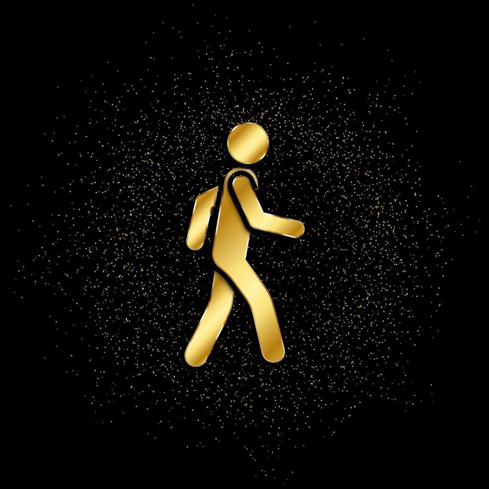 man, gående guld, ikon. vektor illustration av gyllene partikel på guld vektor bakgrund