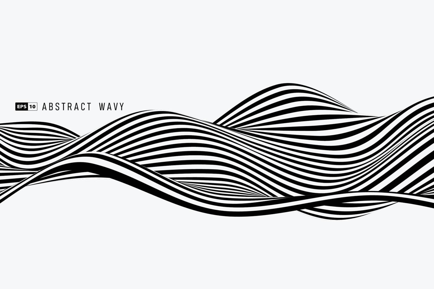 abstrakt svartvit randlinje vågigt mönsterelement täcker bakgrund. illustration vektor eps10