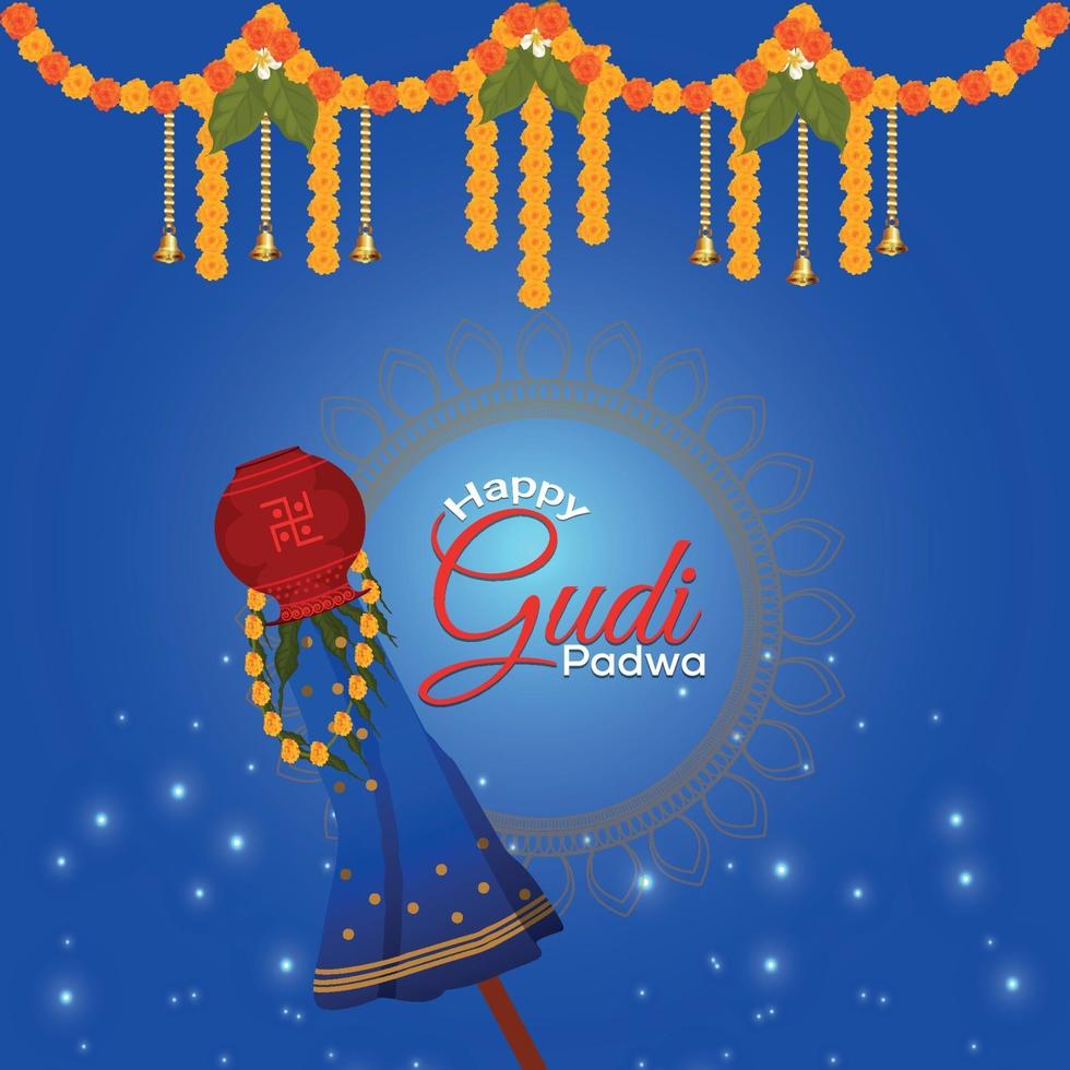 Gudi Padwa Hintergrund mit traditionellem Schlammtopf vektor