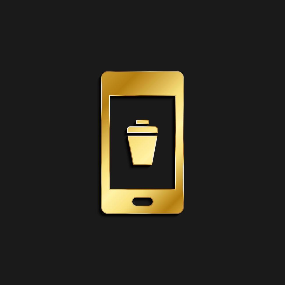 Telefon, schließen, löschen Gold Symbol. Vektor Illustration von golden Stil Symbol auf dunkel Hintergrund