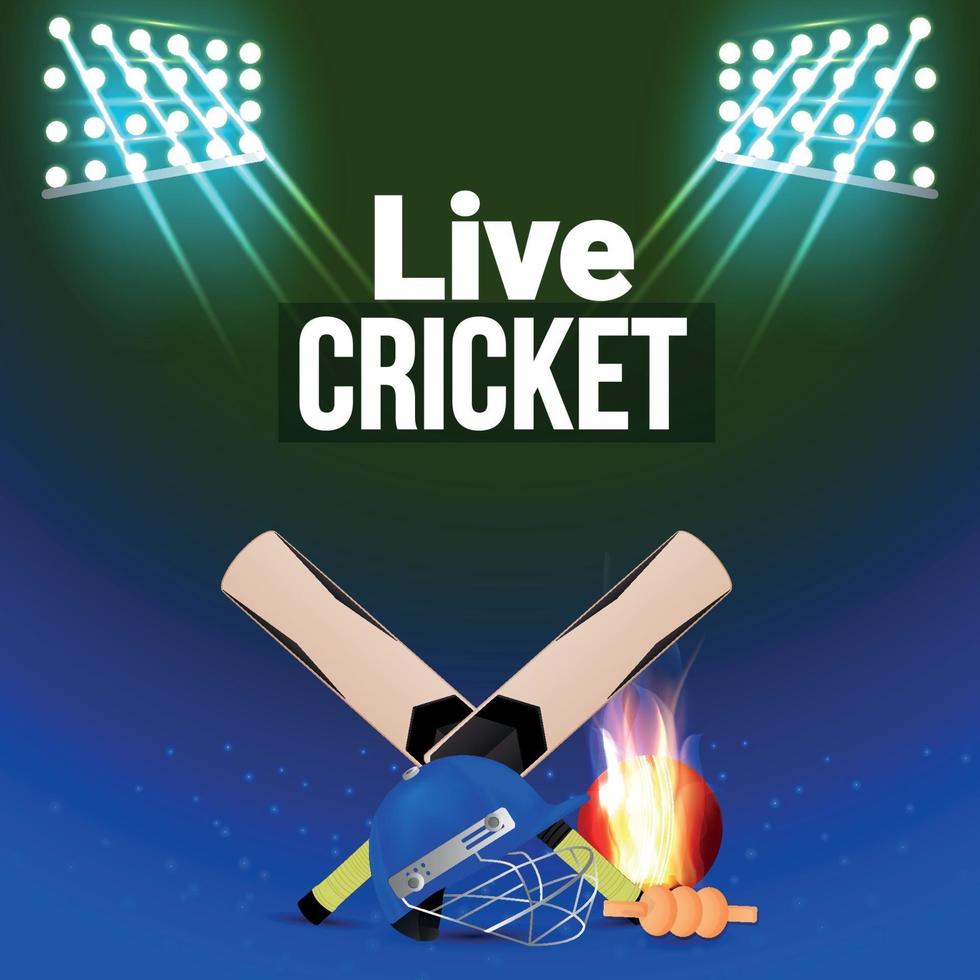 cricket turnering bakgrund med cricket utrustning vektor