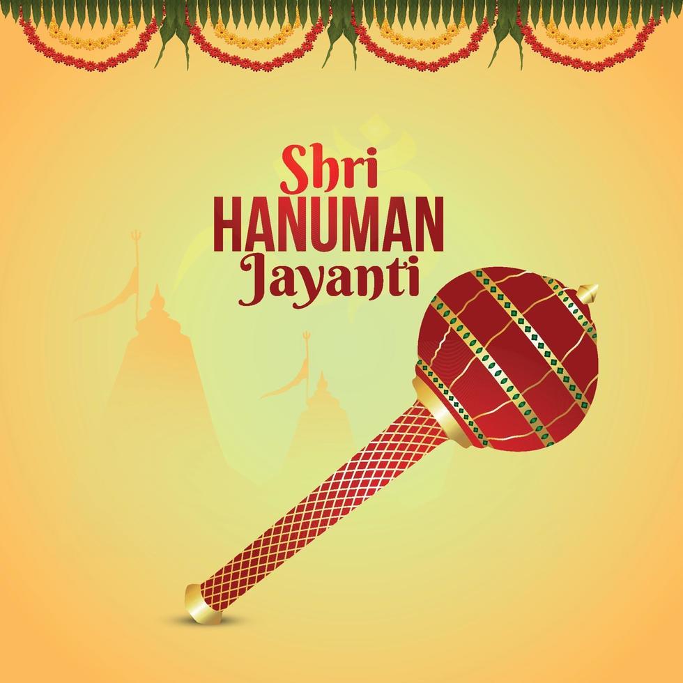 shri hanuman jayanti bakgrund med lord hanuman vapen vektor