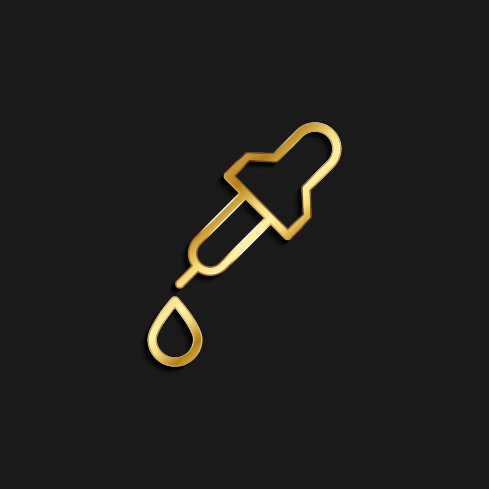 Tropfer, Pipette Gold Symbol. Vektor Illustration von golden dunkel Hintergrund .