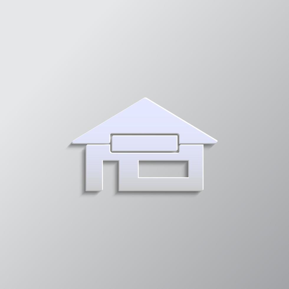 Haus Silhouette Papier Stil, Symbol. grau Farbe Vektor Hintergrund- Papier Stil Vektor Symbol.