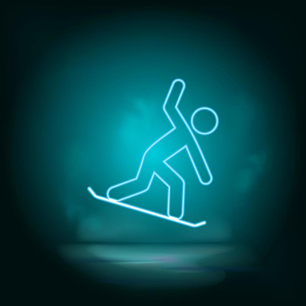 Snowboard Blau Neon- Vektor Symbol. einfach Element Illustration von Karte und Navigation Konzept. Snowboard Blau Neon- Vektor Symbol. echt Nachlass Konzept Vektor Illustration. auf Weiß Hintergrund