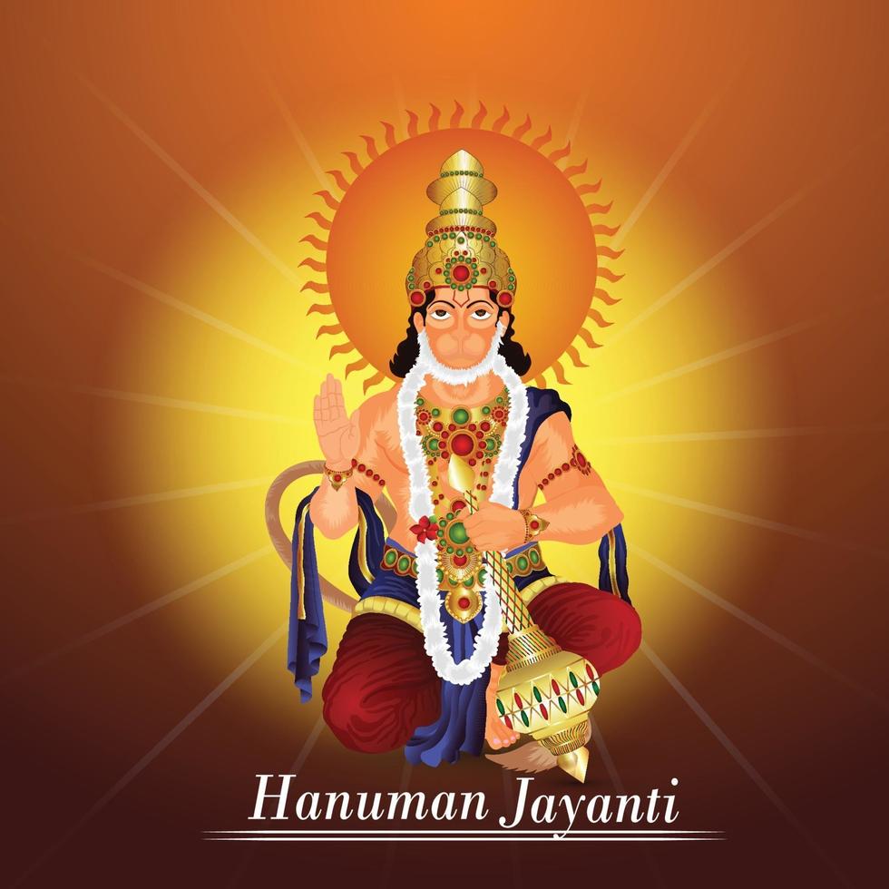 kreative Illustration des indischen Festivals von Lord Hanuman Jayanti vektor