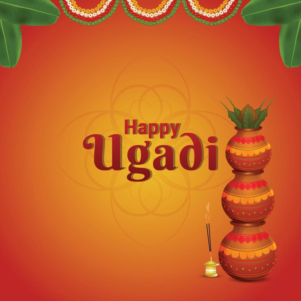 kreative Kalash von glücklichem Gudi Padwa Hintergrund vektor