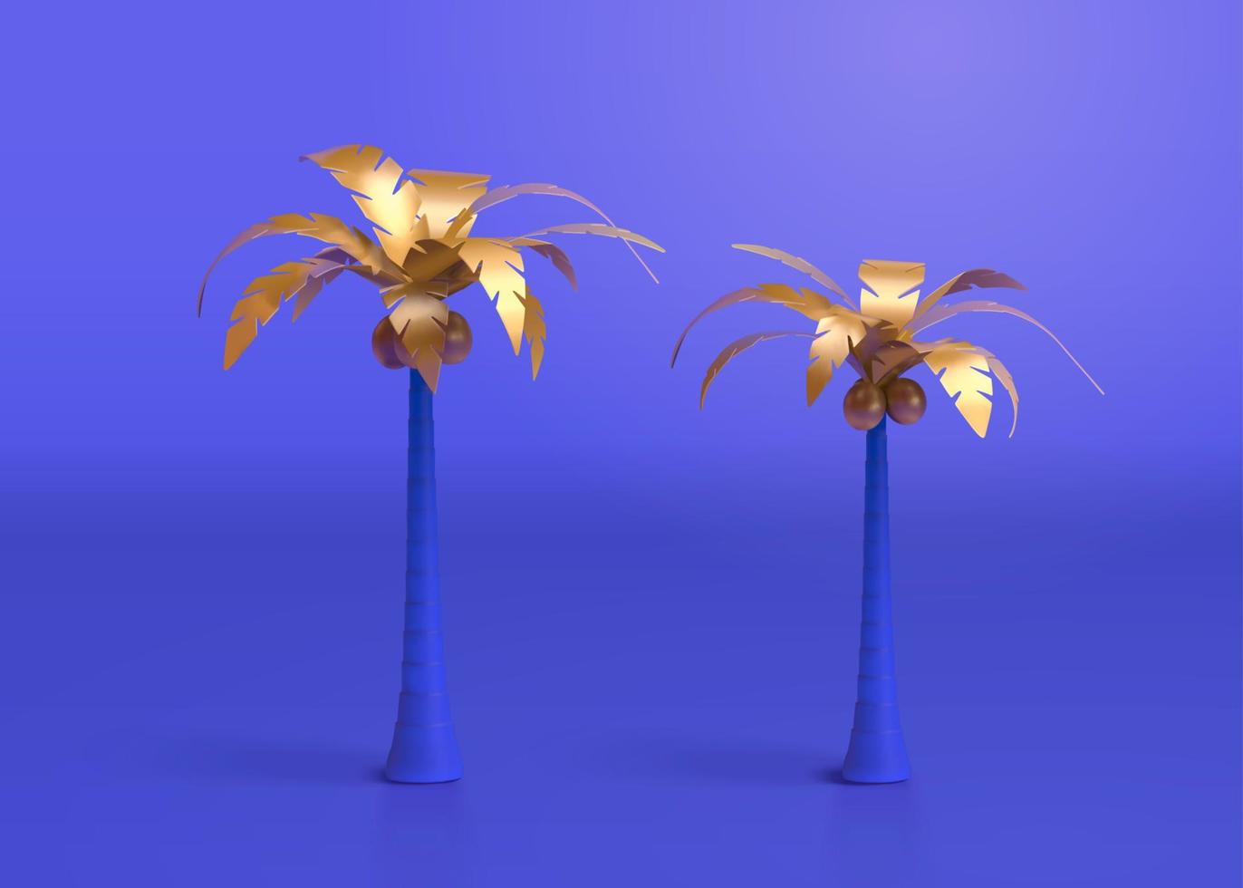Sammlung von 3d Oase Palme Bäume entworfen mit Gold Laub. natürlich Elemente geeignet zum Wüste Tourismus und Sommer- Strand Urlaub. vektor