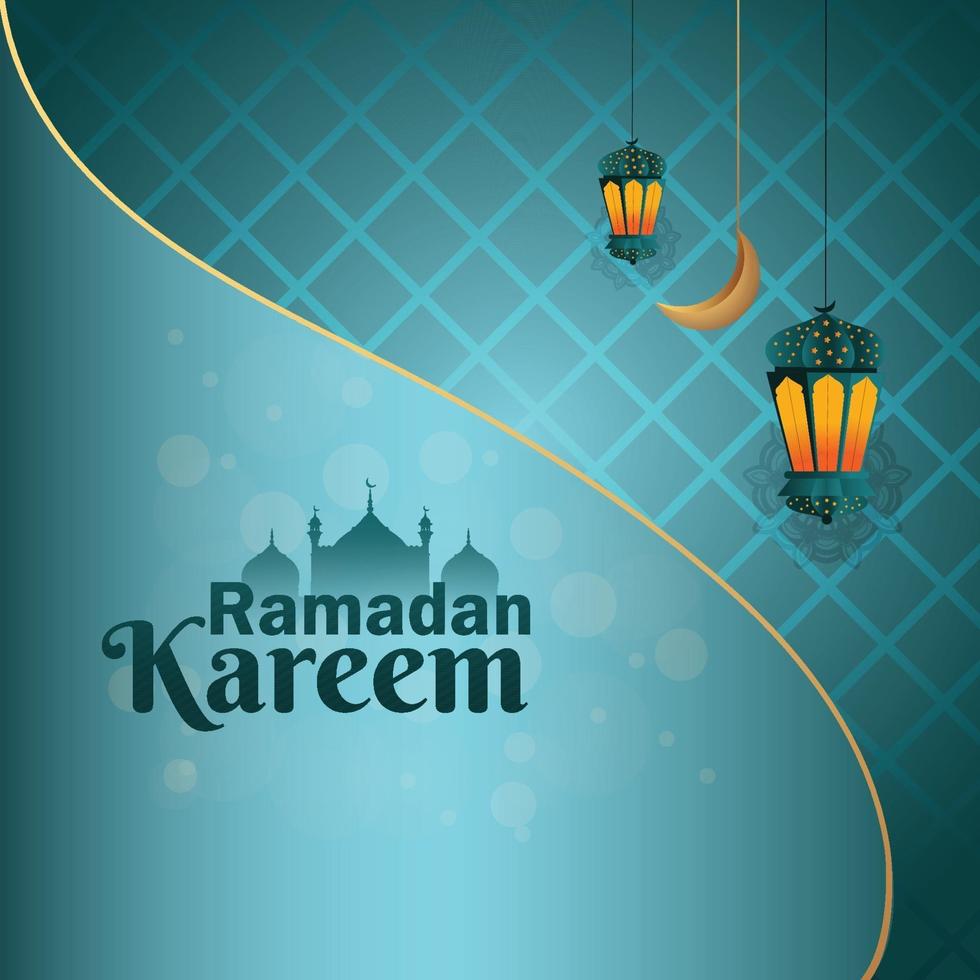 islamisches muslimisches Festival Ramadan Kareem mit goldener Laterne und Mond vektor