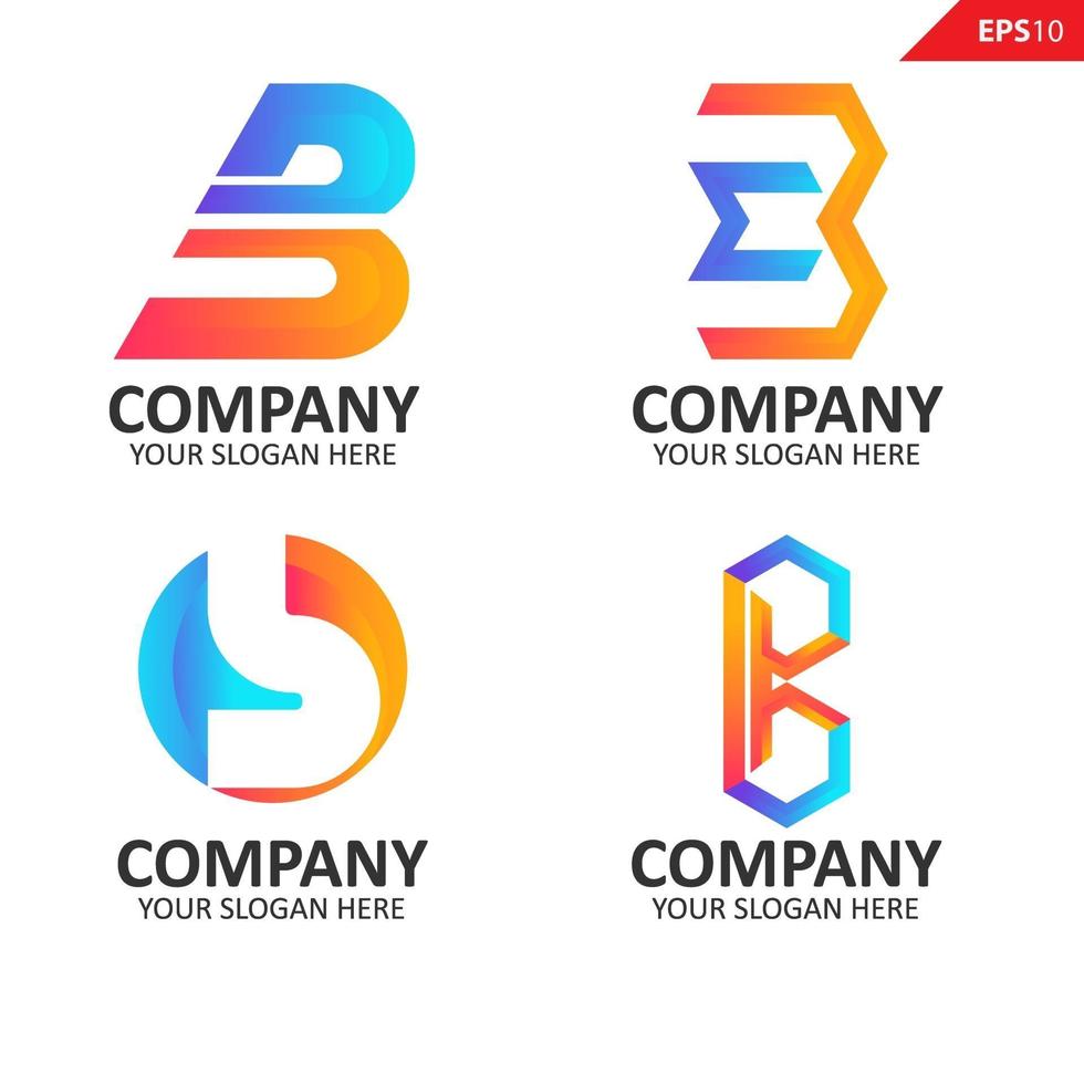 Sammlung bunte anfängliche b Brief Logo Design-Vorlage vektor