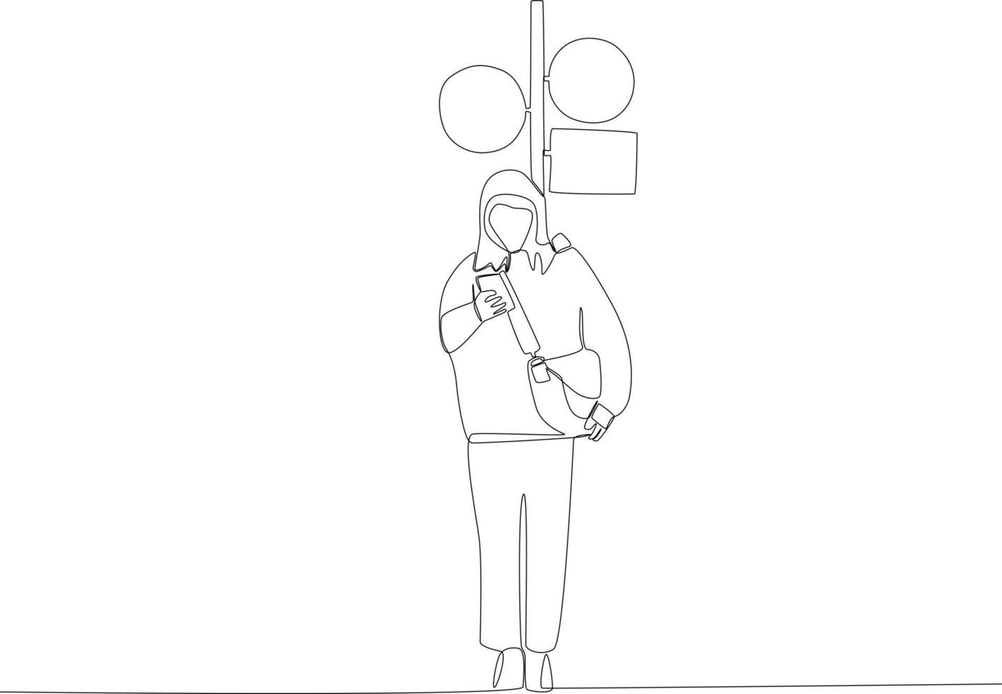 ein Frau Stehen beim ein der Verkehr Licht vektor