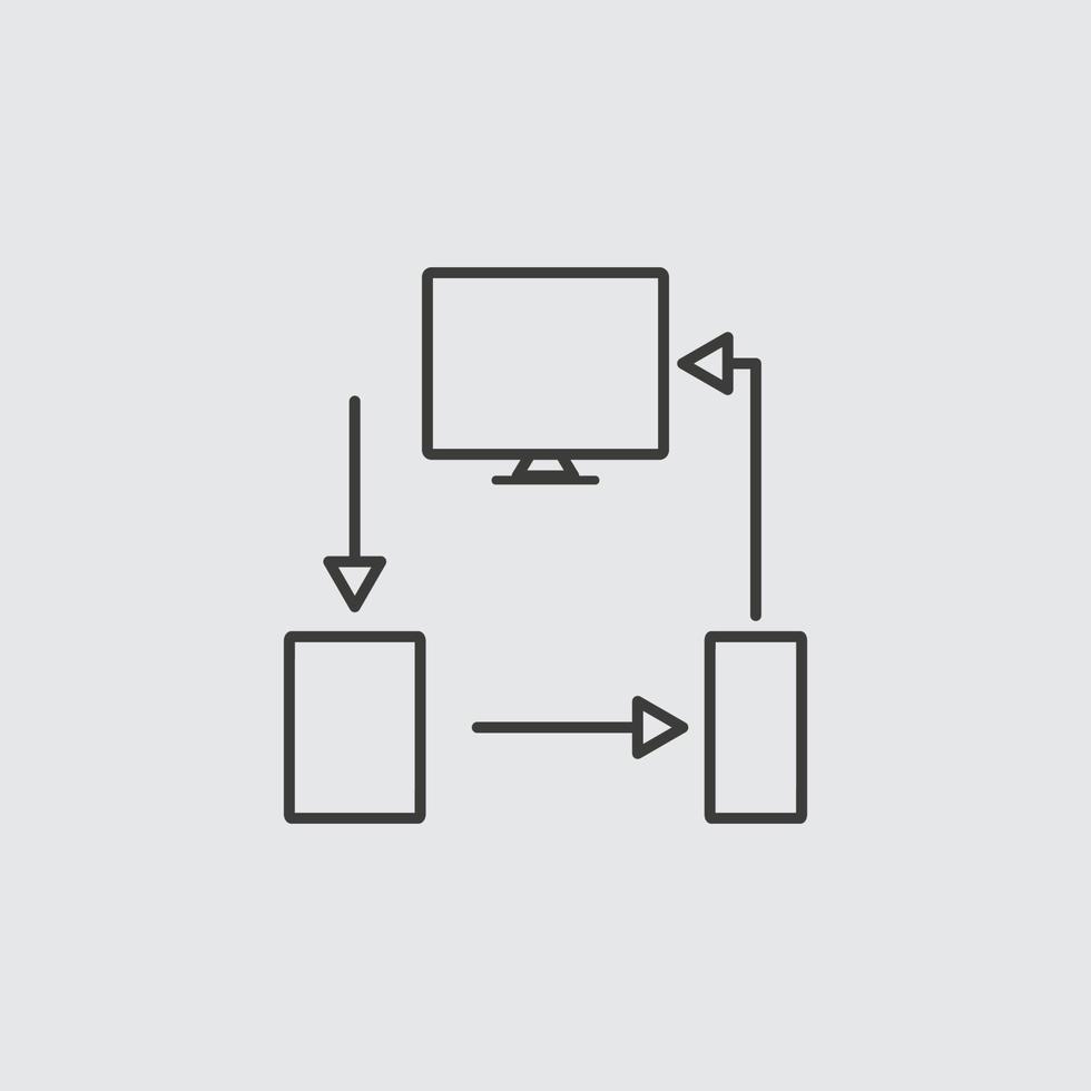 Geräte, Monitor, Handy, Mobiltelefon, Tablette, Umriss, Symbol. Netz Entwicklung Vektor Symbol. Symbol zum Webseiten, Netz Design, Handy, Mobiltelefon Anwendung, Infografiken Linie Symbol zum Webseite Design auf Weiß Hintergrund