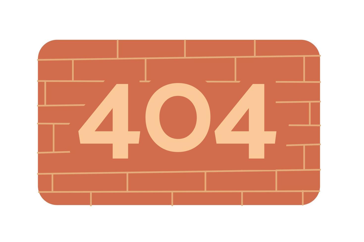 tegel vägg 404 sida inte hittades illustration. internet förbindelse misslyckas. murverk textur platt vektor 2d tecknad serie ikon på vit. redigerbar fel blixt meddelande för app webb design