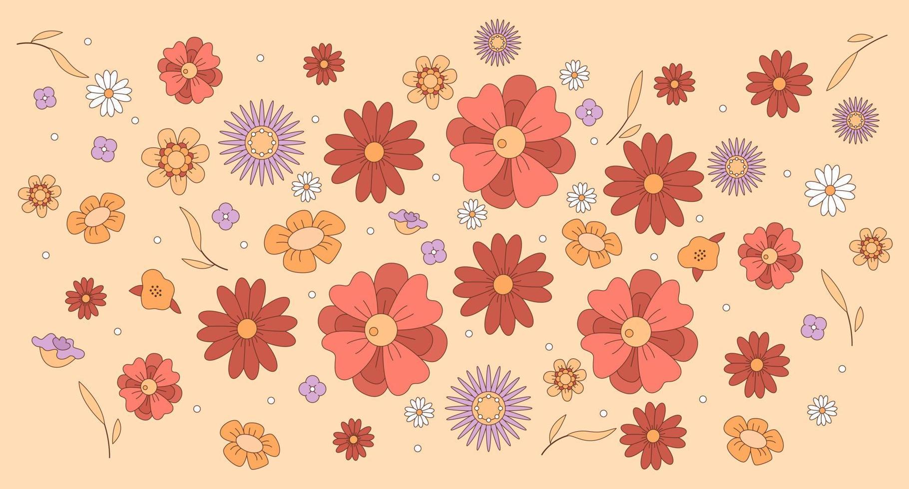 Landschaft Blumen eben Farbe Vektor Illustration