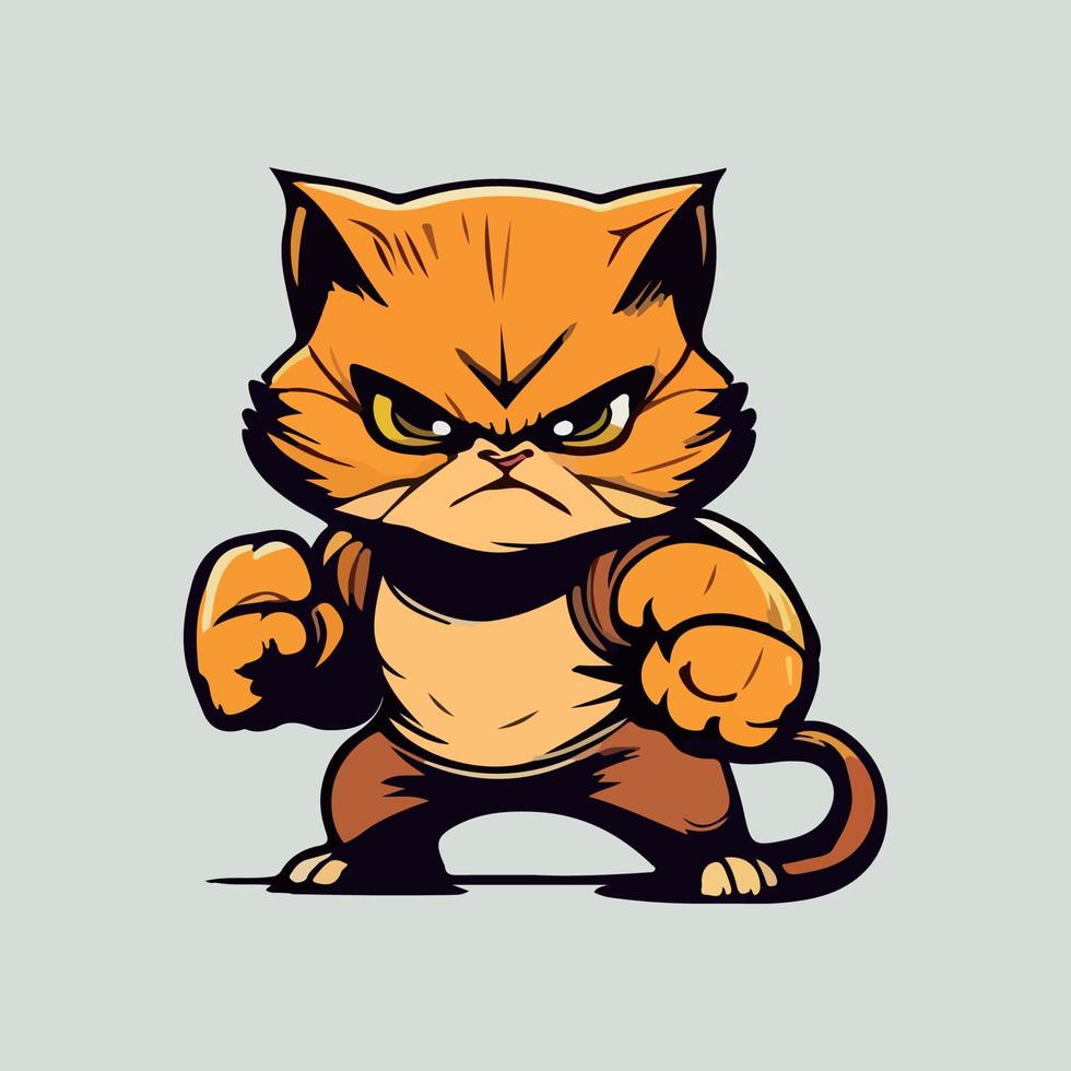 mäktig arg katt maskot vektor illustration med isolerat bakgrund