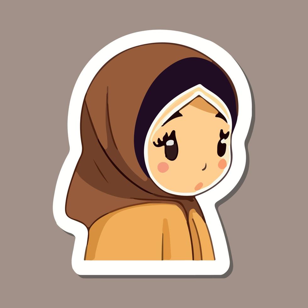 söt hijabi flicka tecknad serie stil vektor illustration