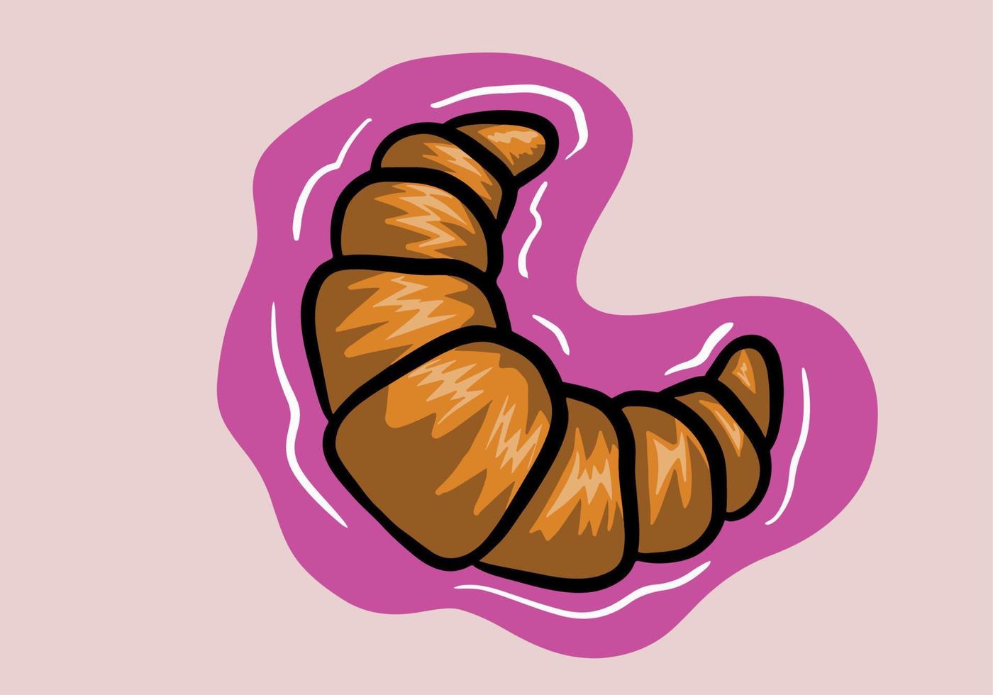 Hand gezeichnet Karikatur Croissant Illustration. Französisch Gebäck. Backen Geschäft. Vektor eben Bild zum Menüs, Rezepte, Karten und Ihre Kreativität