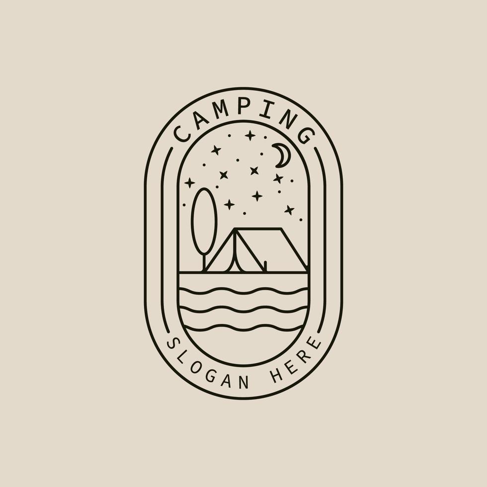 camping line art logotyp, ikon och symbol, med emblem vektor illustration design