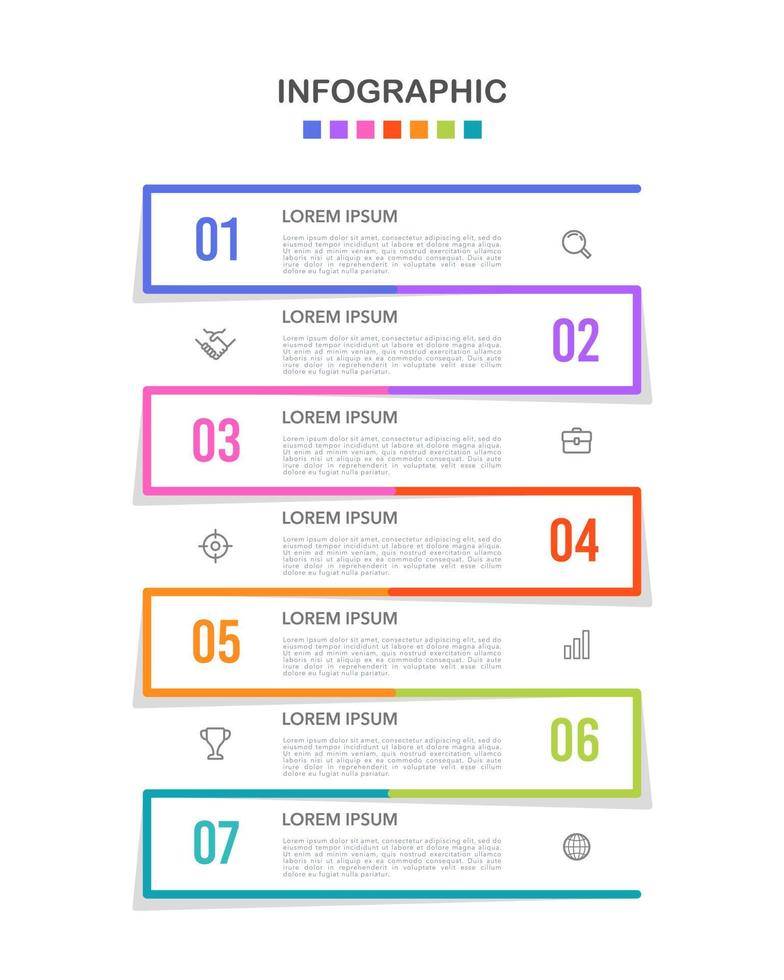 Infografik Kreuze 7 Schritte oder Optionen. Vektor Illustration.