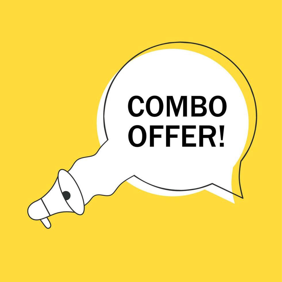 Combo Angebot Banner Design. Rede Blase Symbol Megaphon. Vektor Vorlage zum Werbung, Geschäft.