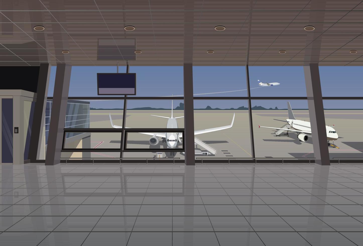Flughafen, Flugzeug Sicht, Einsteigen Tor. Vektor. vektor