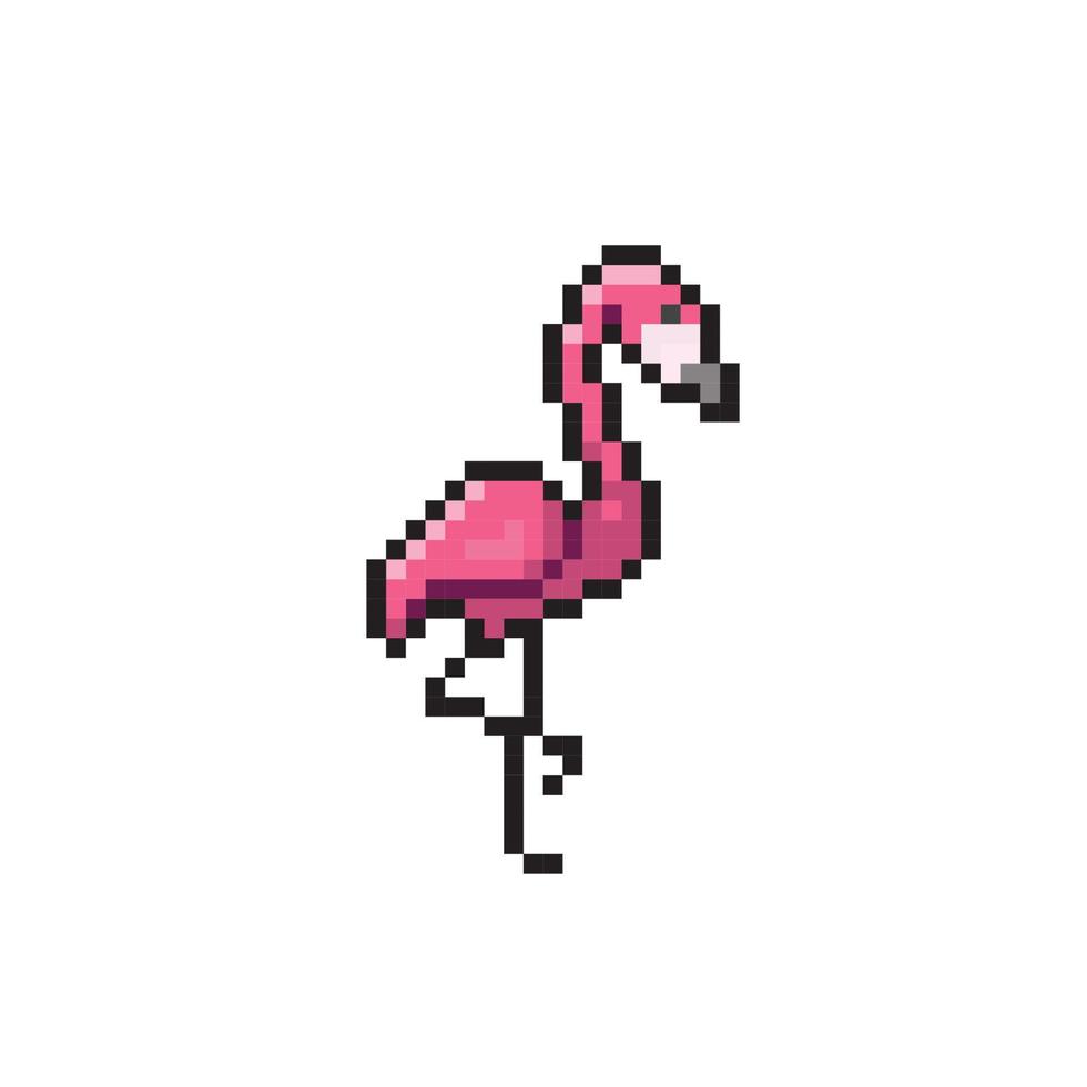 Flamingo Vogel im Pixel Kunst Stil vektor