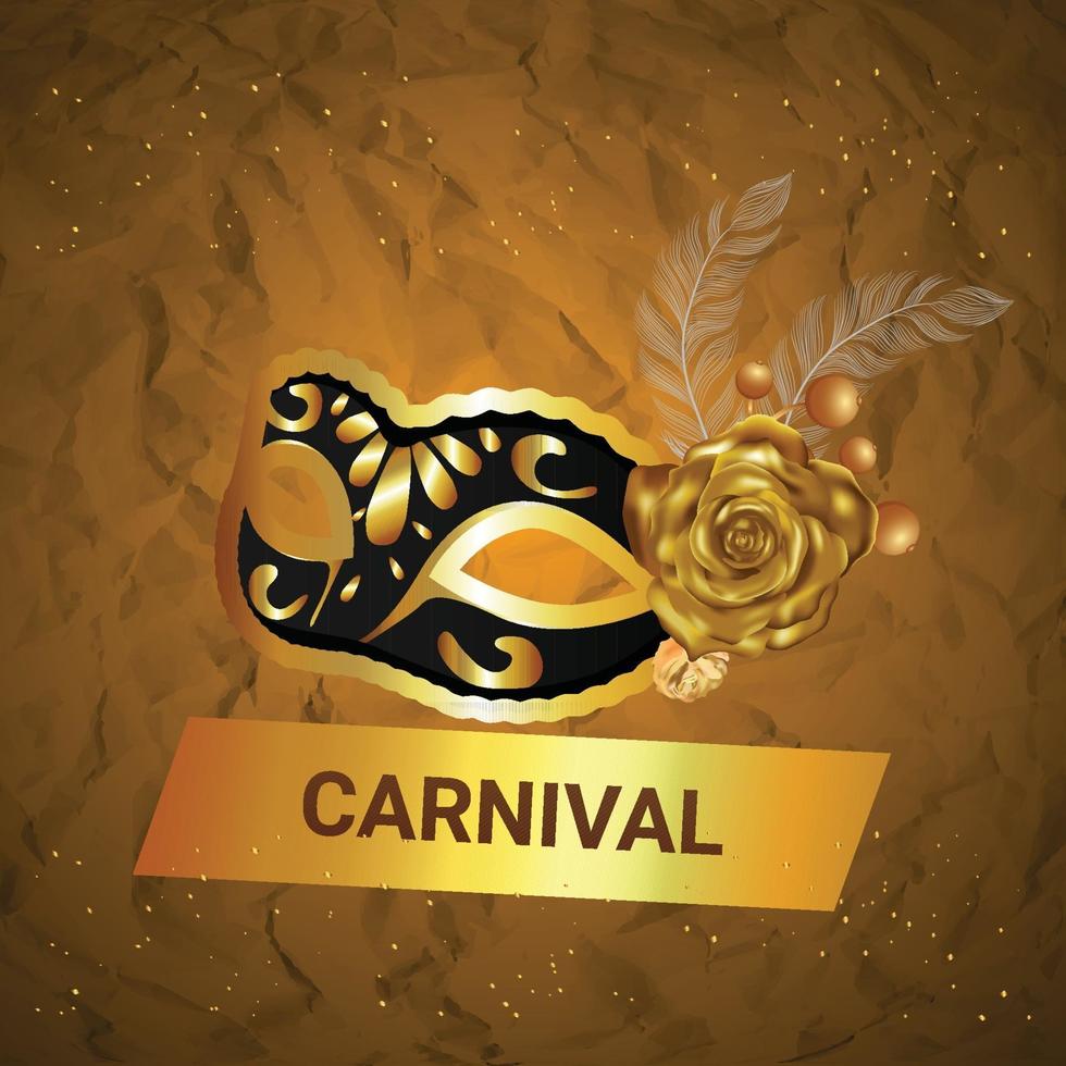 karneval festival koncept med gyllene mask vektor