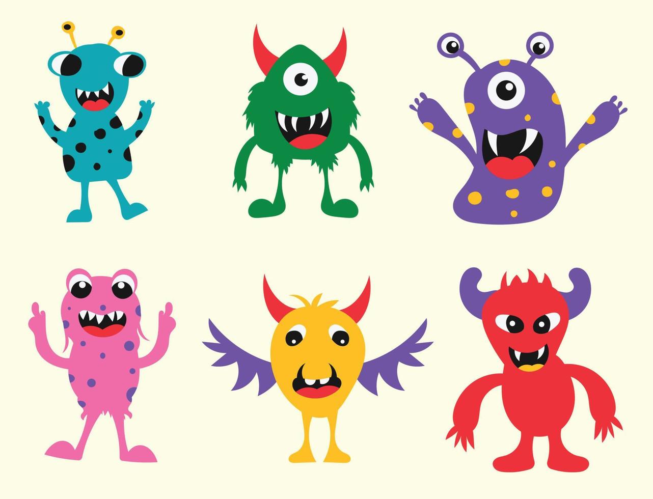 Hand gezeichnet Monster- einstellen zum Kinder Design Sammlung vektor