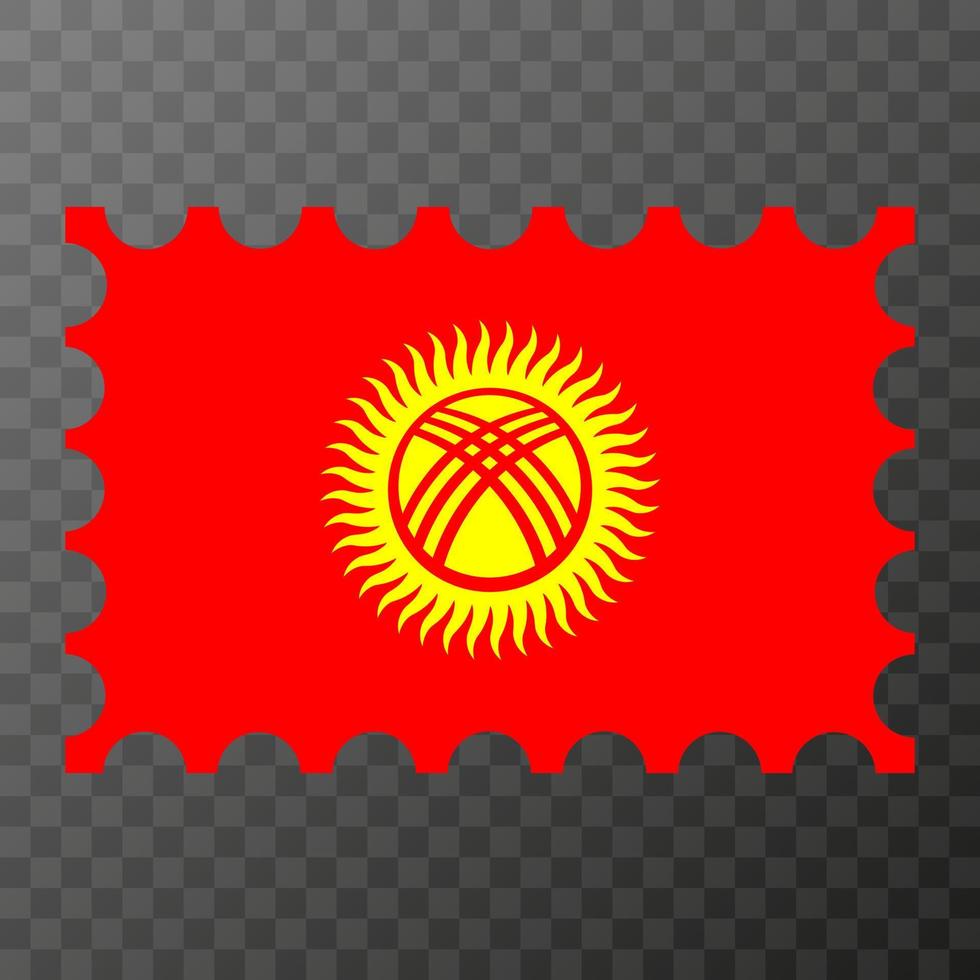 Porto Briefmarke mit Kirgisistan Flagge. Vektor Illustration.