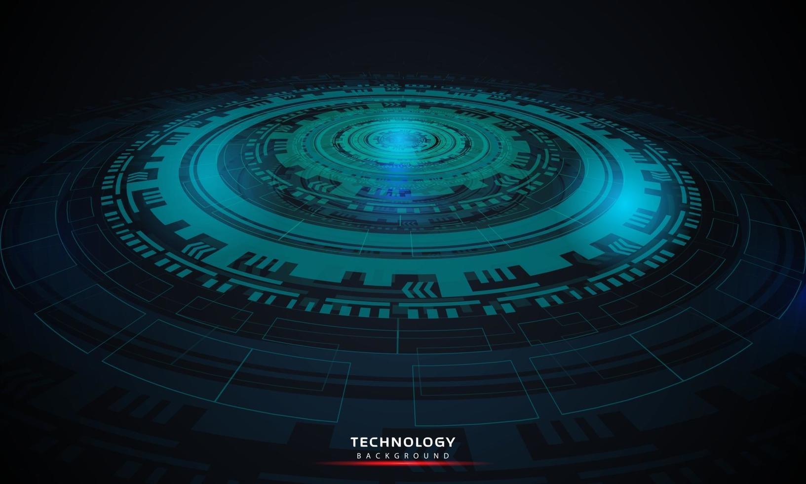 abstrakt bakgrund av rund futuristisk teknik med hudelement cirklar digital futuristisk blå färggradient innovation av teknologikoncept. vektor