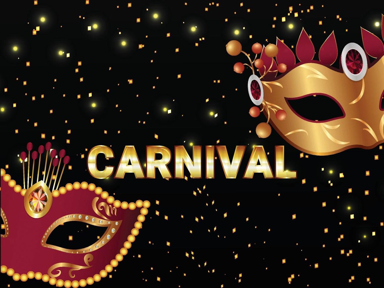 karneval fest fest bakgrund med gyllene mask på svart bakgrund vektor