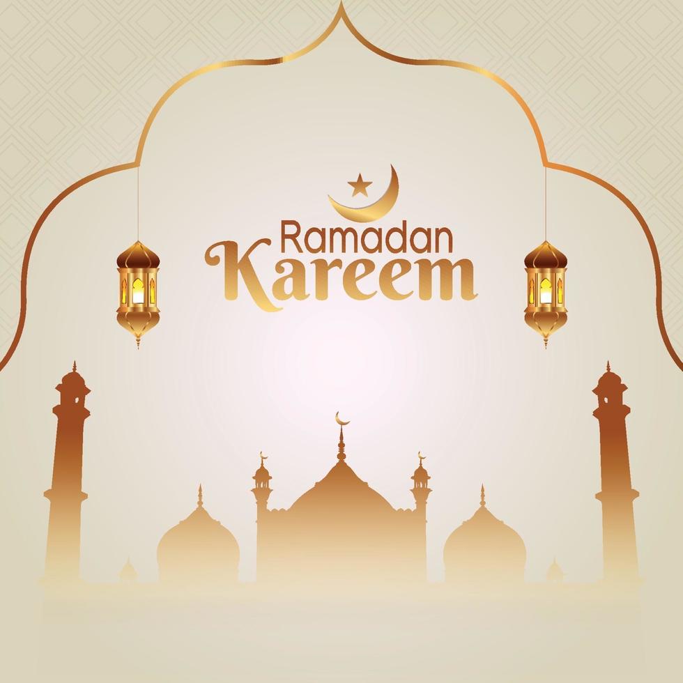 ramadan kareem eller eid mubarak kreativt designkoncept med arabisk lykta vektor